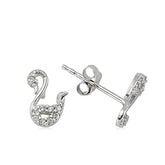 Boucles d'oreilles à tige en argent avec cygne